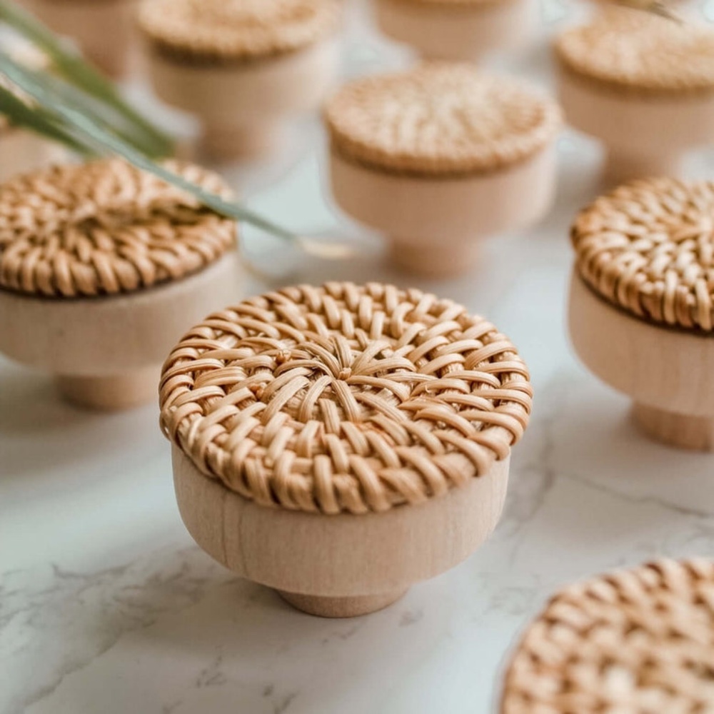 HIRSCH + TIMBER 4 Boho Rattan Knobs